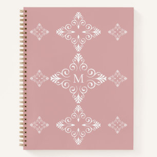 Carnet Motif vectoriel personnalisé à monogramme Rose Pou