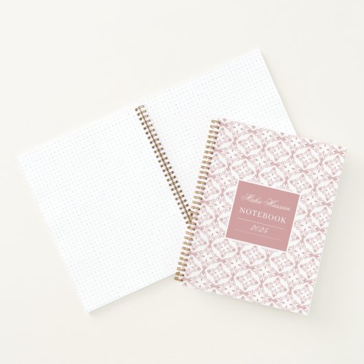 Carnet Motif vectoriel rose poussiéreux & nom personnalis (Intérieur)