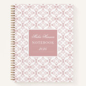 Carnet Motif vectoriel rose poussiéreux & nom personnalis (Devant)