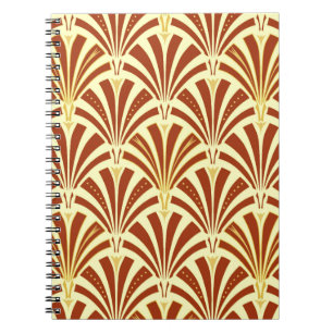 Carnet Motif ventilateur Art déco - cuivre sur jaune