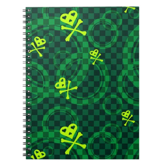 Carnet Motif vert d'Emo avec des cercles (Devant)
