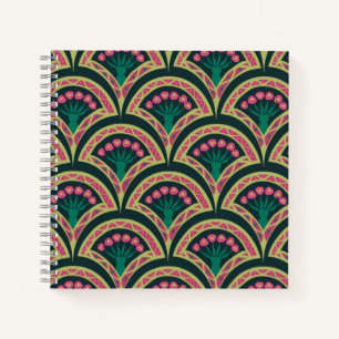 Carnet motif vert en forme de coque