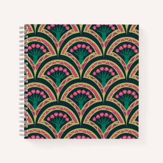 Carnet motif vert en forme de coque (Devant)