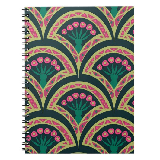 Carnet motif vert en forme de coque (Devant)