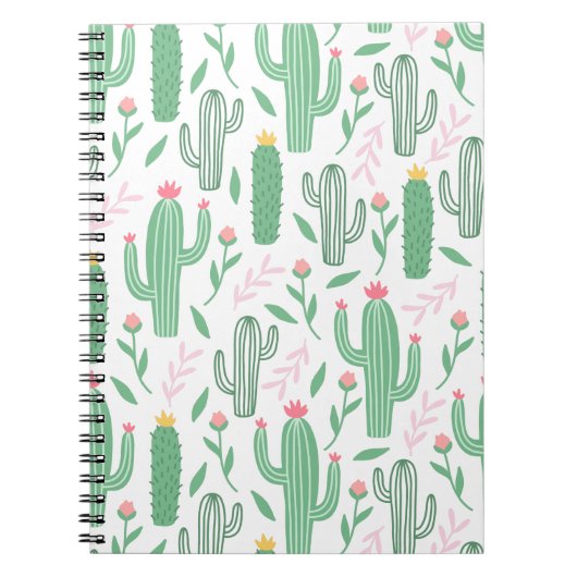 Carnet Motif vert violet de plante de cactus (Devant)