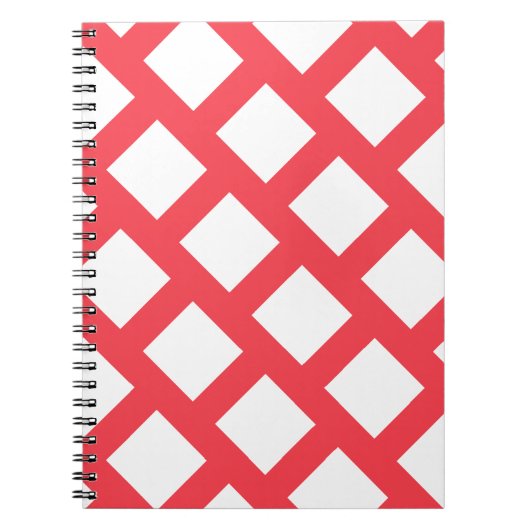 Carnet Motif vibrant de losanges rouge corail et blanc fu (Devant)
