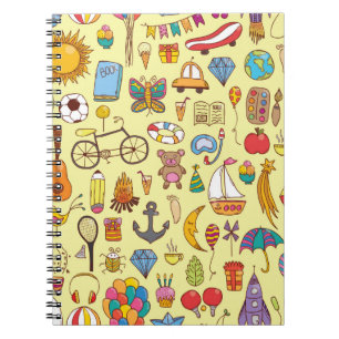 Carnet motif vintage à main sans soudure avec doodle ki