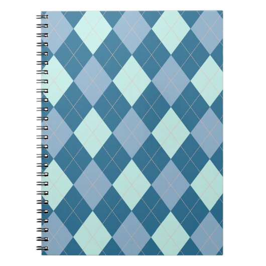 Carnet Motif vintage Argyle bleu (Devant)