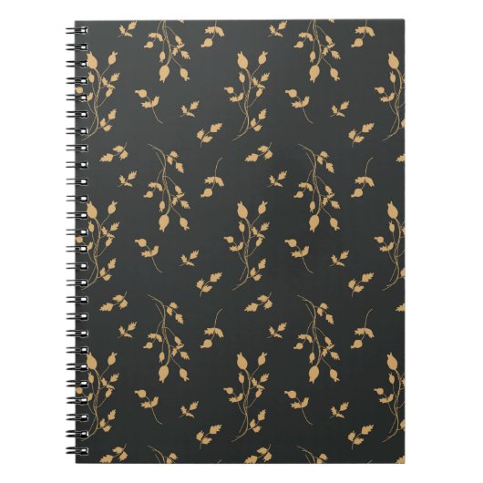Carnet motif vintage avec silhouettes baies et feuilles (Devant)