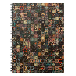 Carnet Motif vintage coloré sans couture avec fleurs et