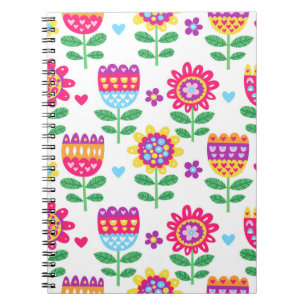 Carnet motif vintage coloré transparent avec fl gai