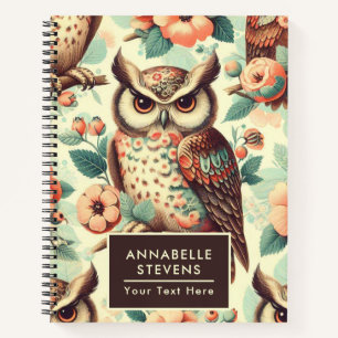 Carnet Motif vintage Cute Owl