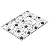 Carnet Motif vintage d'anémones noir et blanc (Côté gauche)