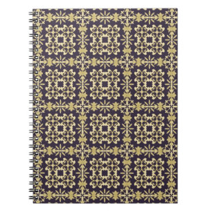 Carnet Motif vintage de damassé d'art, d'or