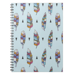 Carnet Motif vintage dessiné main de plume. Boho sans joi