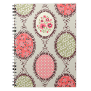 Carnet Motif vintage fleuri Patchwork sans soudure. Vinta