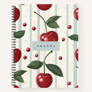Carnet Motif Vintage rétro rouge cerise personnalisé
