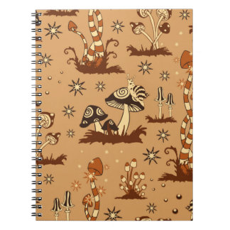 Carnet Motif Vintage sans couture avec des champignons br
