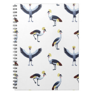 Carnet motif vintage sans soudure avec grues couronnées.