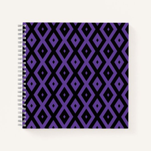 Carnet Motif violet et diamant noir (Devant)