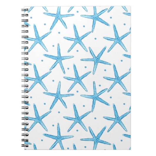 Carnet Motif Watercolor Blue Sea Stars (Devant)