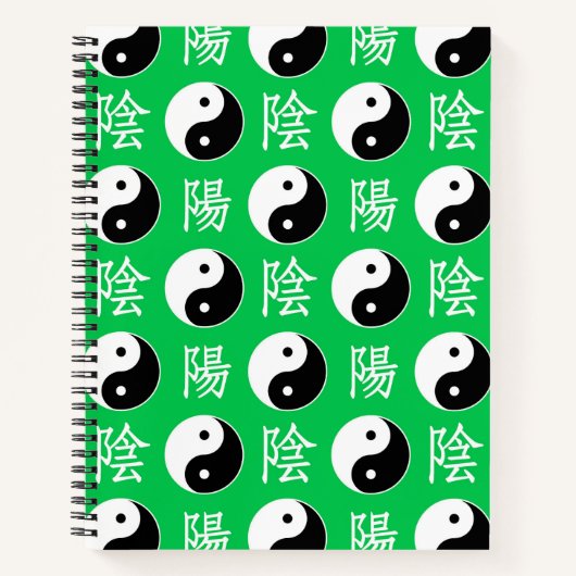 Carnet Motif Yinyang chinois sur fond vert (Devant)