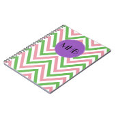Carnet Motif Zigzag, Chevron, Rose, Vert, Monogramme (Côté gauche)