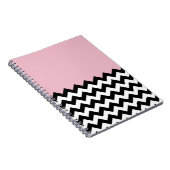 Carnet Motif Zigzag noir et blanc, Chevron, rose (Côté Droit)