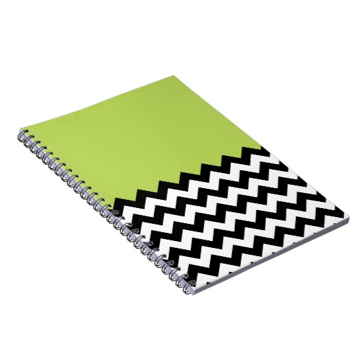 Carnet Motif Zigzag noir et blanc, Chevron, Vert (Côté Droit)