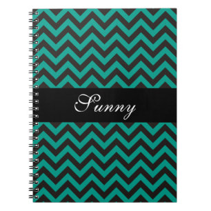 Carnet Motif ZIGZAG - noir + votre arrière - plan & texte