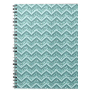 Carnet Motif ZigZag Parties scintillant Turquoise