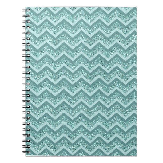 Carnet Motif ZigZag Parties scintillant Turquoise (Devant)