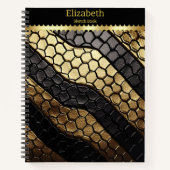 Carnet Motifs frappants d'une peau de serpent noir et or (Devant)