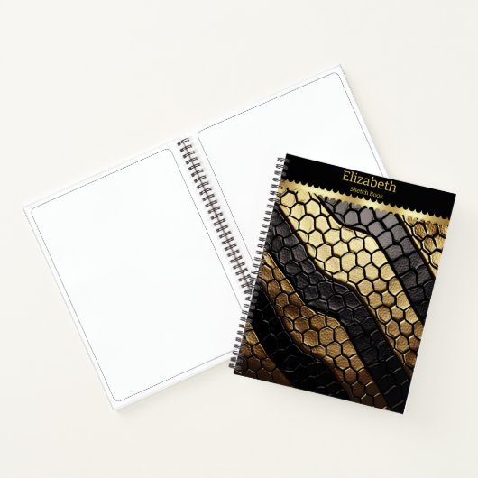 Carnet Motifs frappants d'une peau de serpent noir et or (Intérieur)