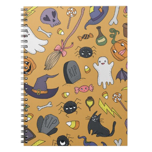 Carnet Motifs mignons dessinés à la main sans couture ave (Devant)