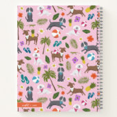 Carnet Motifs Tropicaux de Chiots Mignons | Rose (Dos)