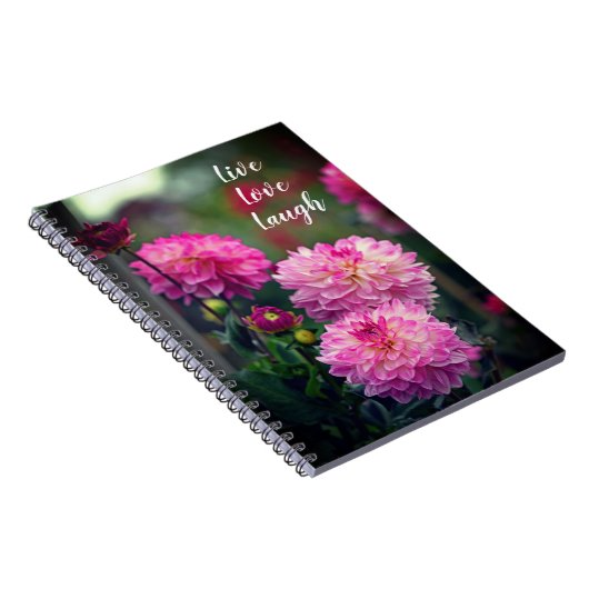 Carnet Motivation de la fleur rose et blanche Dahlia (Côté Droit)