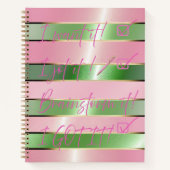 Carnet Motivational Luxe Rose et Vert Rayé  (Devant)