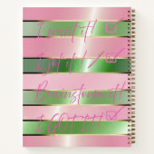 Carnet Motivational Luxe Rose et Vert Rayé  (Dos)