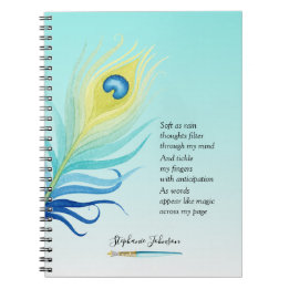 Carnet Motivational Poem for Writers Peacock Quill Pen