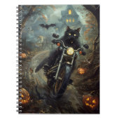 Carnet Moto à équitation Chat Noir Halloween effrayant (Devant)