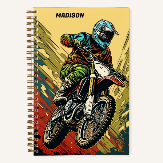 Carnet Motocross de nom personnalisé (Recto)