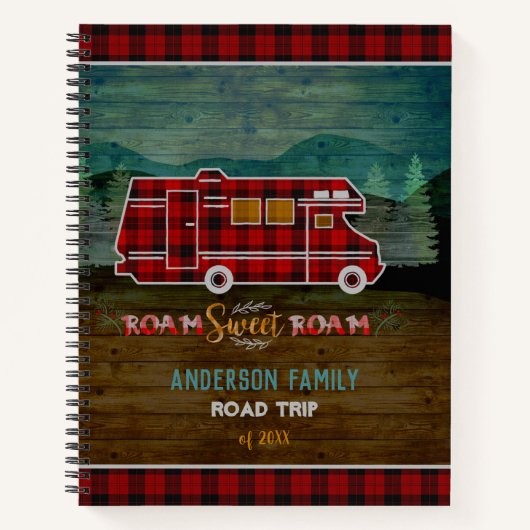 Carnet Motorhome RV Camper Travel Van Rustic Personnalisé (Devant)