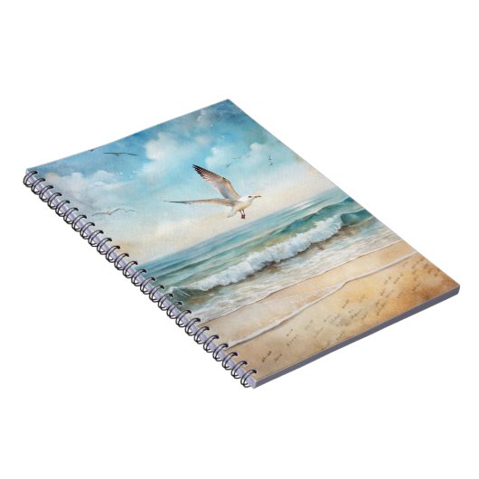 Carnet Mouettes volant sur une plage (Côté Droit)