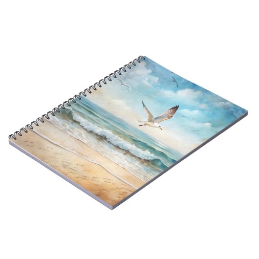 Carnet Mouettes volant sur une plage (Côté gauche)