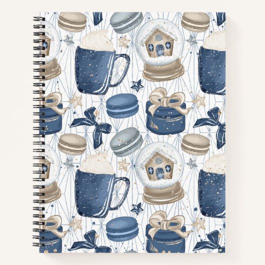 CARNET MOULES ET MUGS BLEUS MACARONS SNOWGLOBES (Devant)