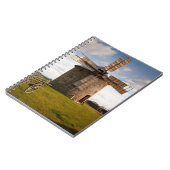 Carnet Moulin à vent en champ vert et nuages blancs et ci (Côté gauche)