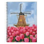 Carnet Moulin à vent hollandais | Champ de fleurs de tuli (Devant)