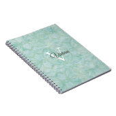 Carnet Mousse de mer Vert aquarelle Nom du monogramme (Côté Droit)