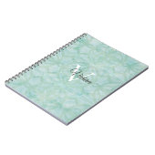 Carnet Mousse de mer Vert aquarelle Nom du monogramme (Côté gauche)